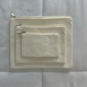 Elegant Cream Zipper Pouch Trio
